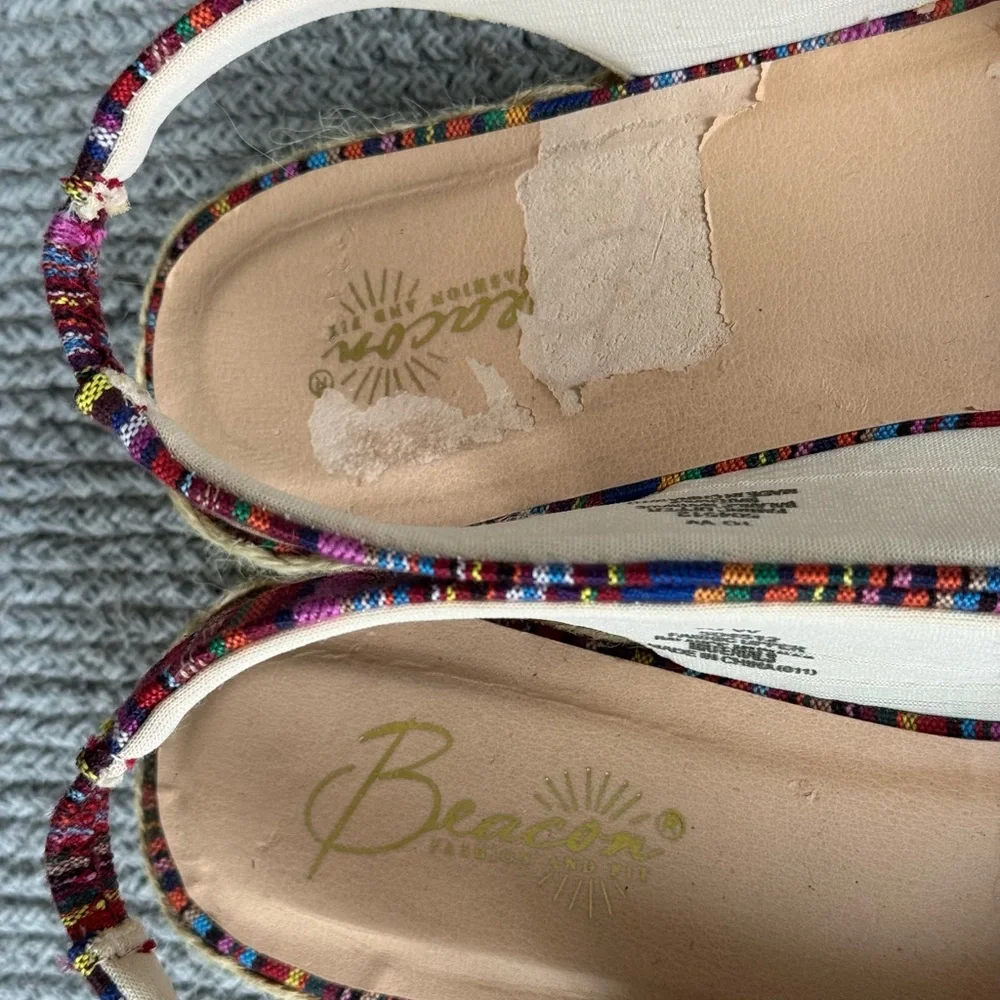 Vintage Beacon Pink Purple Multi Striped Espadrille Sandals Size 10W *FLAW*